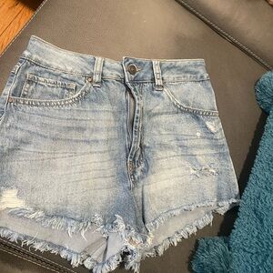 Rewash Light Blue Frayed Jean Shorts